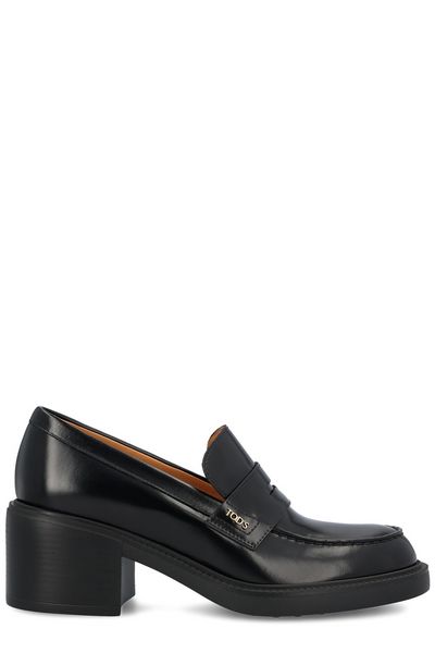 Tod's Logo Plaque Heeled Loafers