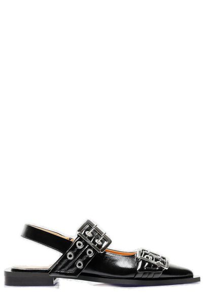 Ganni Feminine Buckle Slingback Ballet Flats