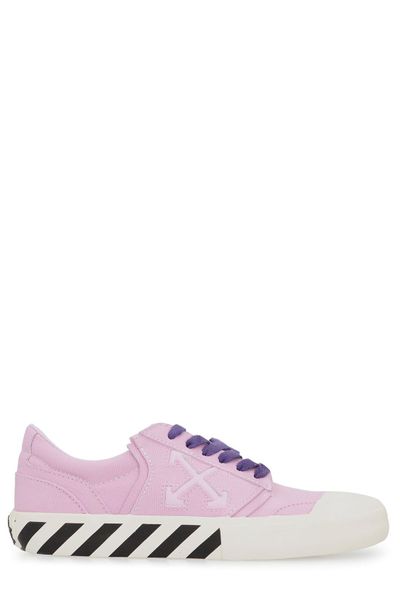 Off-White Round Toe Lace-Up Sneakers