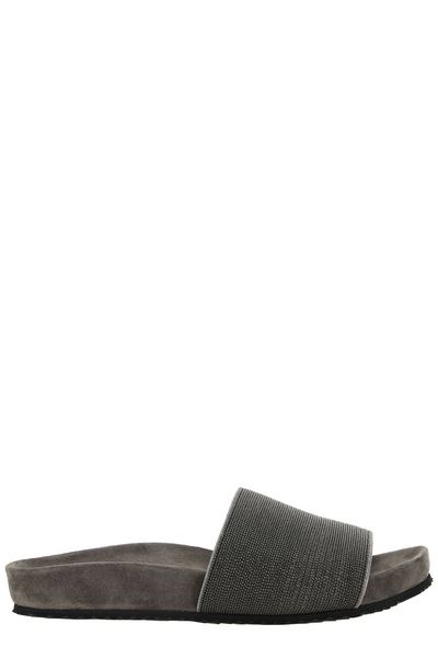 Brunello Cucinelli Precious Flat Slide Sandals