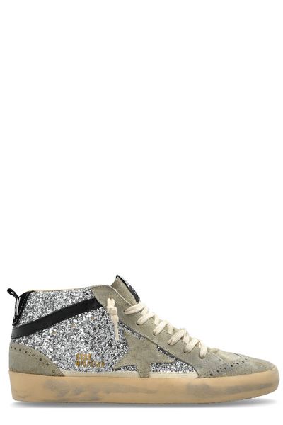 Golden Goose Deluxe Brand Mid Star Glittered Lace-Up Sneakers