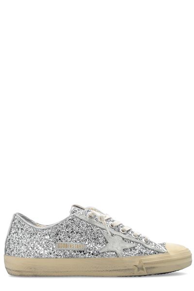 Golden Goose Deluxe Brand V-Star Glittered Lace-Up Sneakers