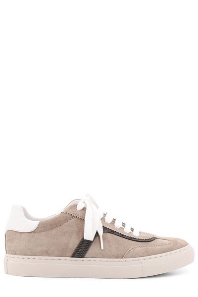 Brunello Cucinelli Bead-Embellished Lace-Up Sneakers
