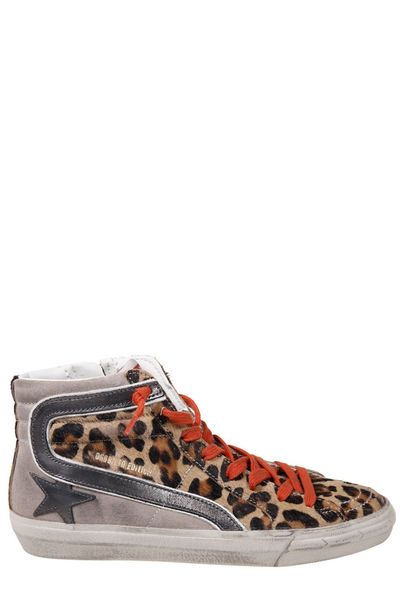 Golden Goose Deluxe Brand Slide LTD Leopard-Print Sneakers