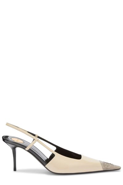 Saint Laurent Jeanne Cap-Toe Slingback Heeled Pumps