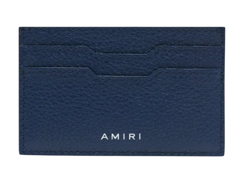 Iconic Embossed Leather Card Holder Navy