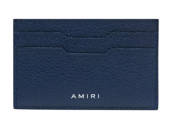 Iconic Embossed Leather Card Holder Navy