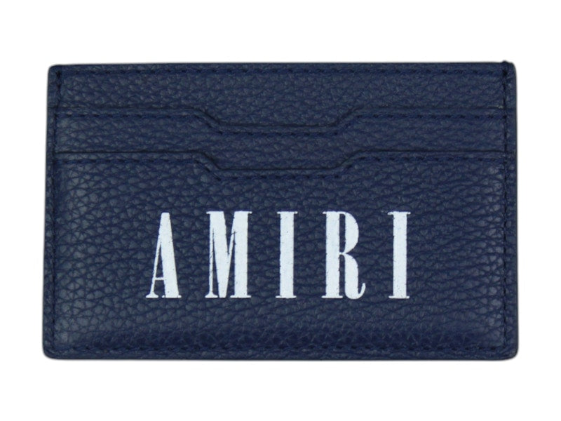 Logo Leather Card Holder Navy