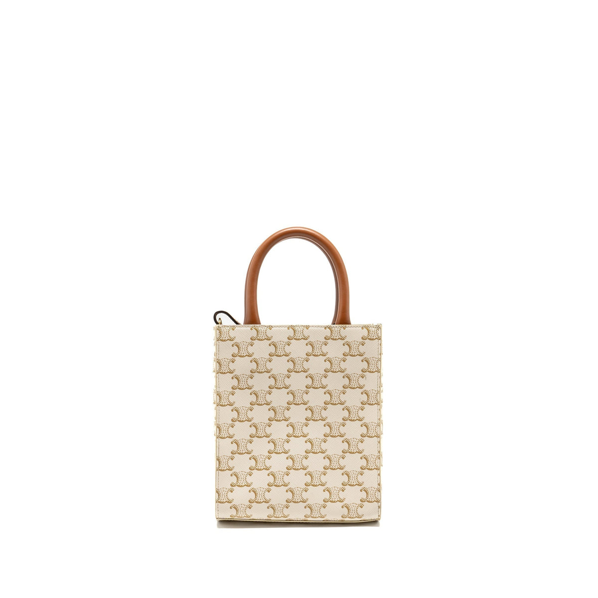 CELINE MINI VERTICAL CABAS TRIOMPHE CANVAS/CALFSKIN WHITE GHW