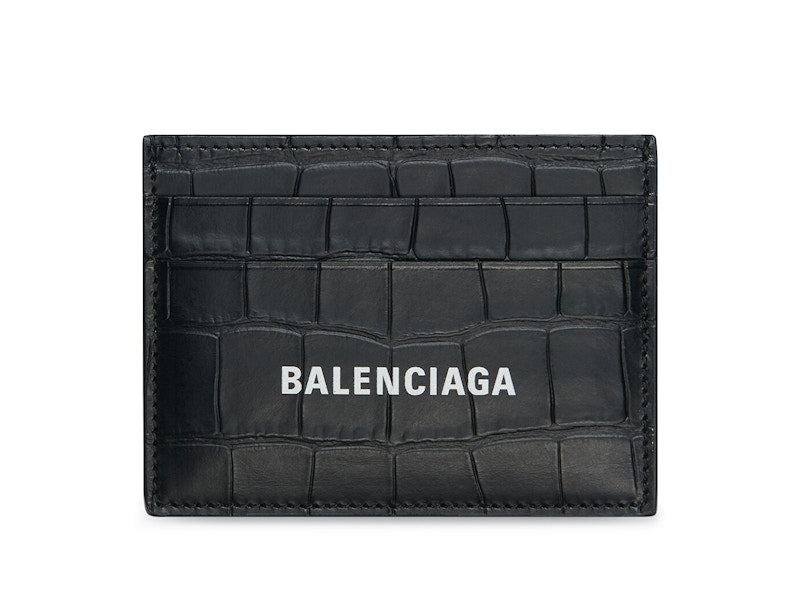 Cash Card Holder Crocodile Embossed Black
