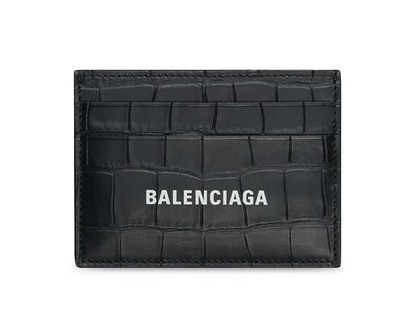Cash Card Holder Crocodile Embossed Black