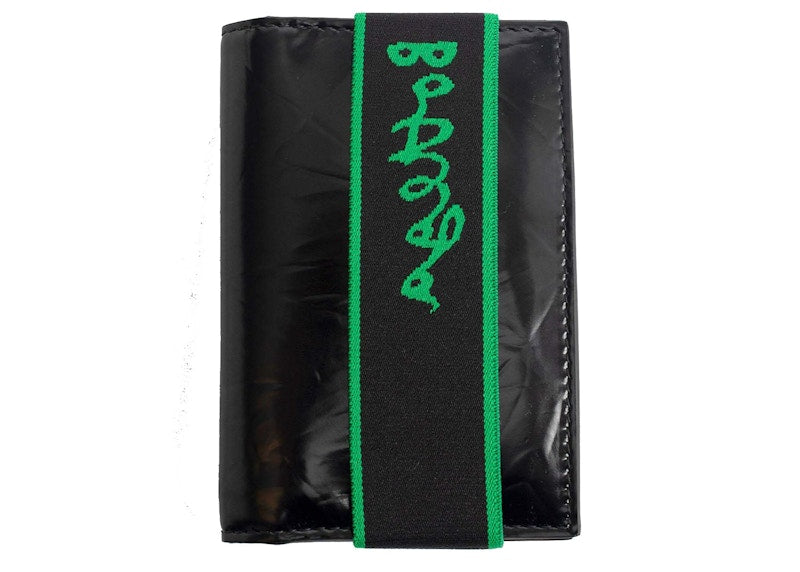 Elastic Band Bi-fold Card Case Black / Green