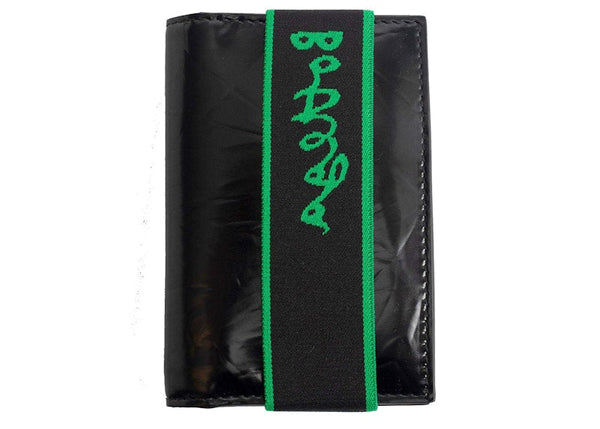 Elastic Band Bi-fold Card Case Black / Green