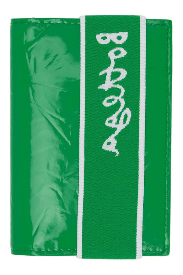 Elastic Band Bi-fold Card Case Green / White