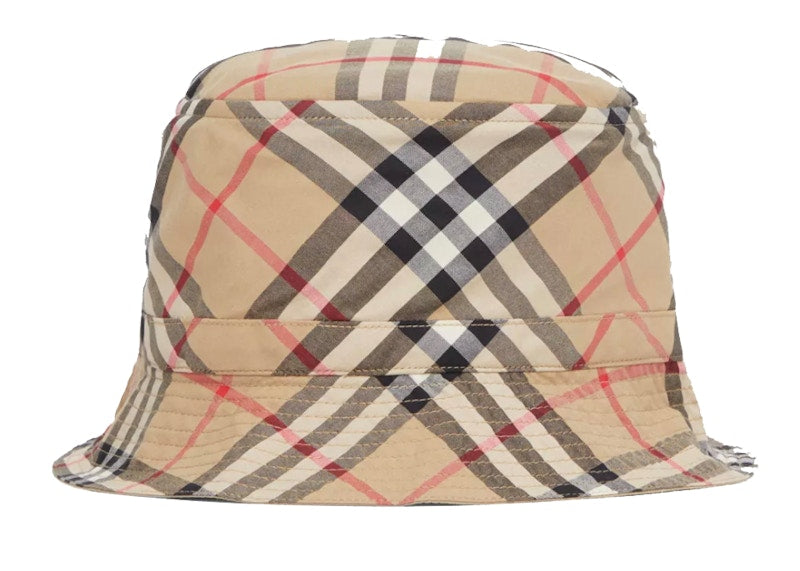 Burberry Bucket Children's Hat Vintage Check Cotton Archive Beige