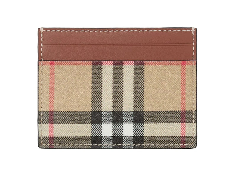 Vintage Check (4 Card Slot) Card Case Tan