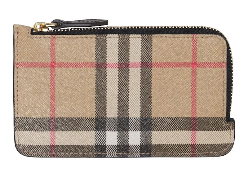 Vintage Check Zip-Around Card Holder Beige/Multi