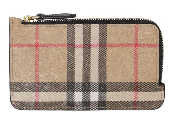 Vintage Check Zip-Around Card Holder Beige/Multi