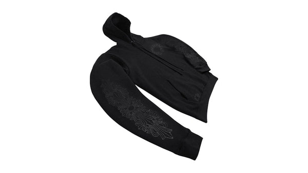 Chrome Hearts Black Pullover Horseshoe Floral Hoodie Black