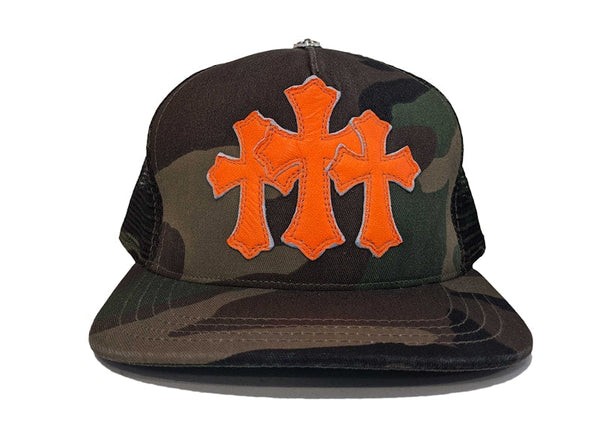 Chrome Hearts Cemetery Trucker Hat Camo/Orange