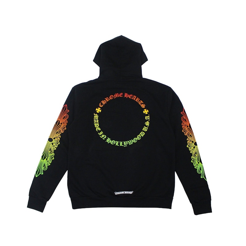 Chrome Hearts Floral Sleeve Gradient Made In Hollywood Zip Up Hoodie Black