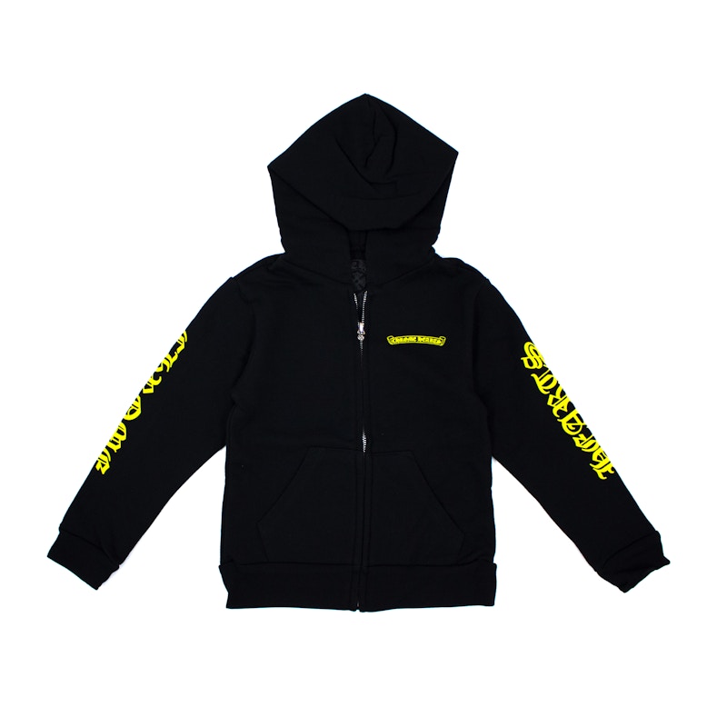 Chrome Hearts Kids Scroll Logo Hoodie Black/Yellow