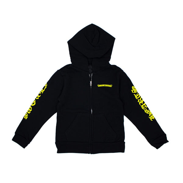 Chrome Hearts Kids Scroll Logo Hoodie Black/Yellow