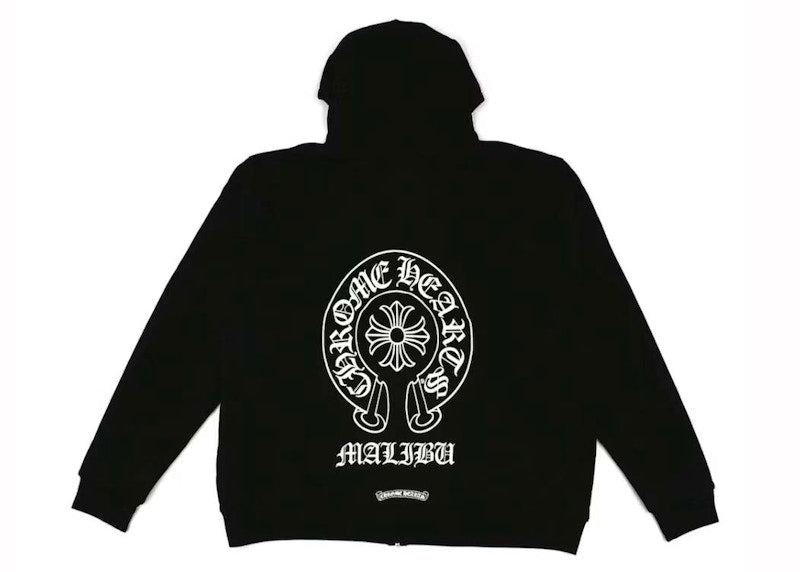 Chrome Hearts Malibu Exclusive Horseshoe Zip-Up Hoodie (Sleeveless Design) Black