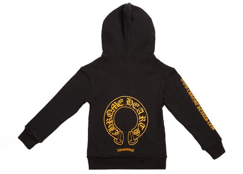 Chrome Hearts Online Exclusive Kids Zip Up Hoodie Black/Yellow