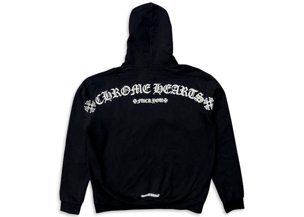 Chrome Hearts T Logo FU Shoulder Zip Up Hoodie Black