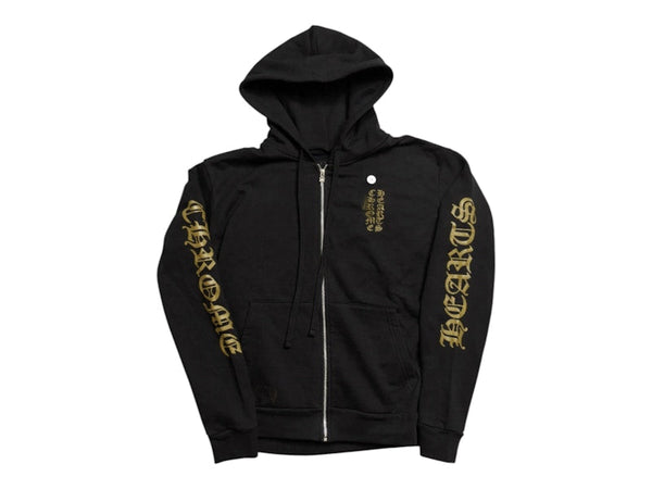 Chrome Hearts Vertical Logo Zip Up Hoodie Black/Army Green