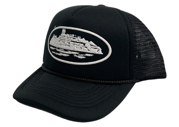 Corteiz Alcatraz Premium Puff Print Trucker Hat Black