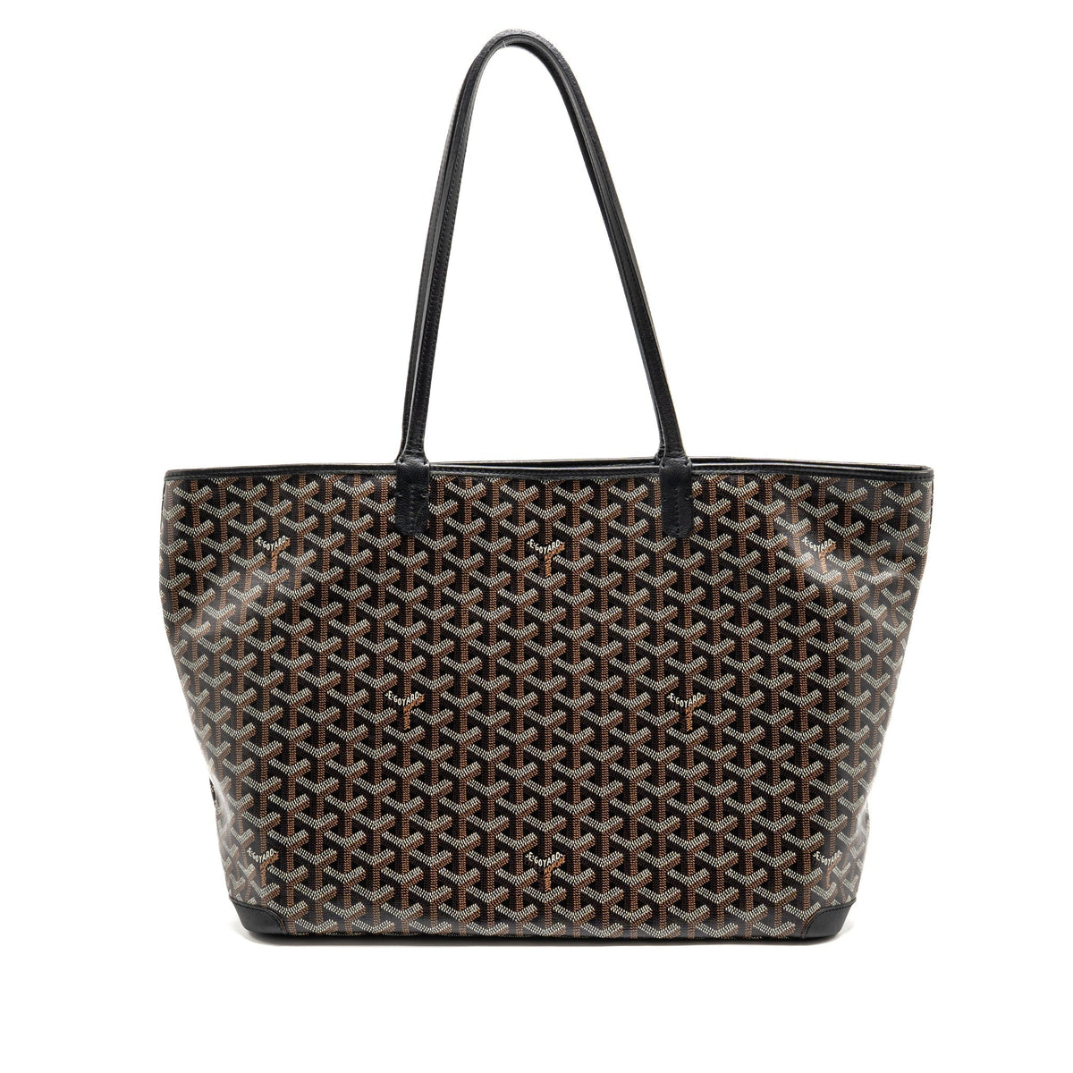 GOYARD ARTOIS BAG PM GOYARDINE CANVAS/CHEVROCHES CALFSKIN BLACK SHW