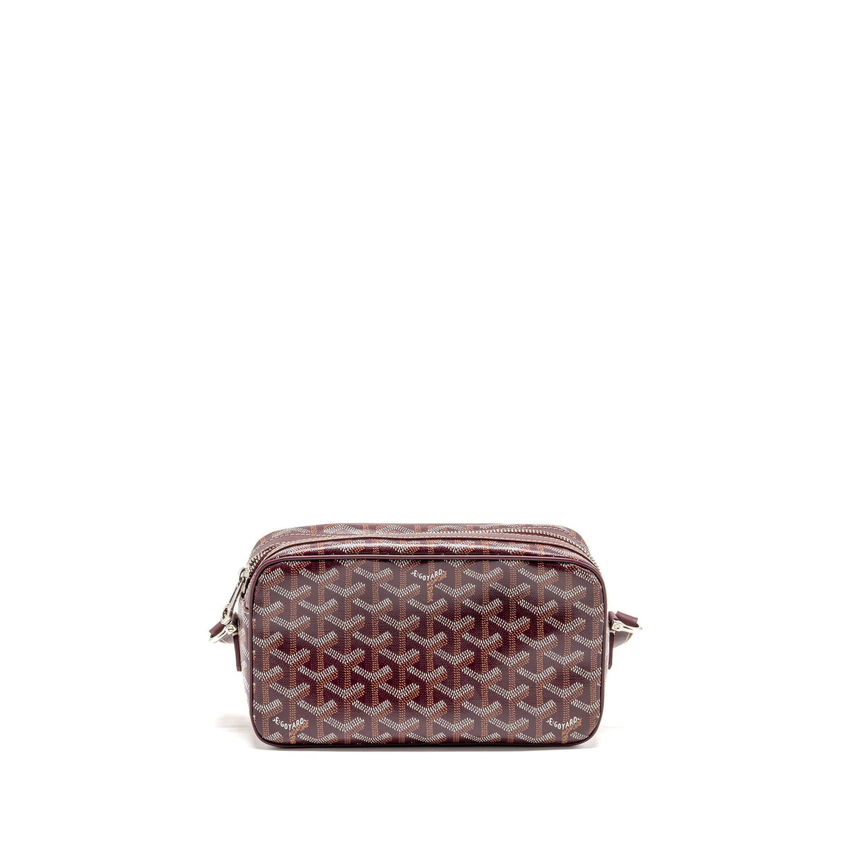 GOYARD CAP-VERT PM BAG GOYARDINE CANVAS/CERVON CALFSKIN BURGUNDY SHW