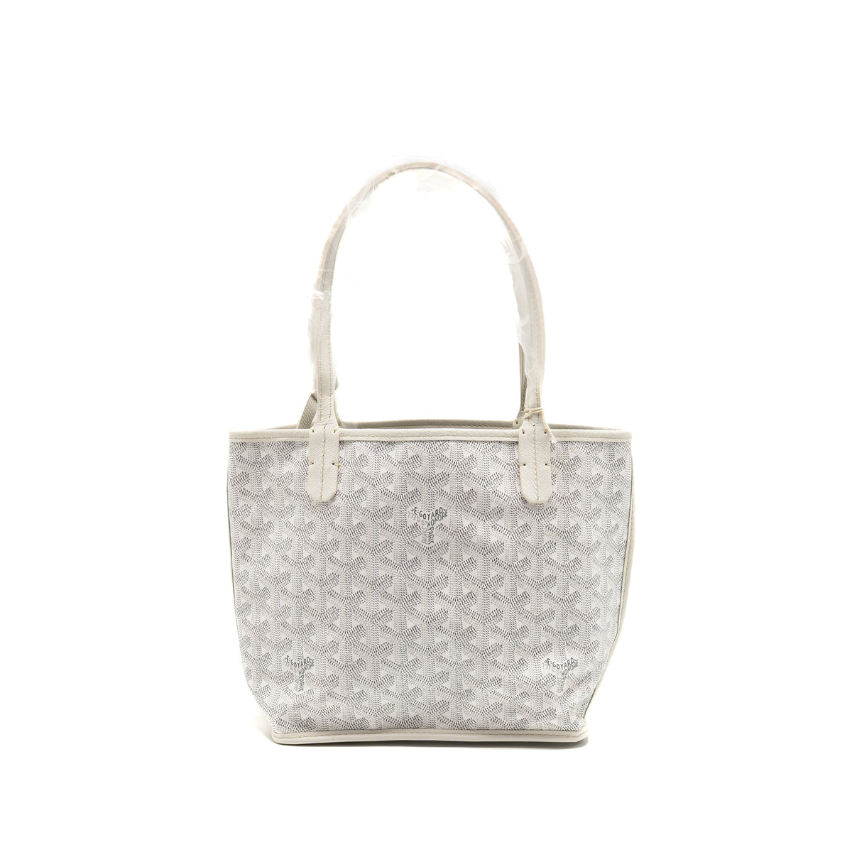 GOYARD ANJOU MINI BAG GOYARDINE CANVAS/CHEVROCHES CALFSKIN WHITE SHW