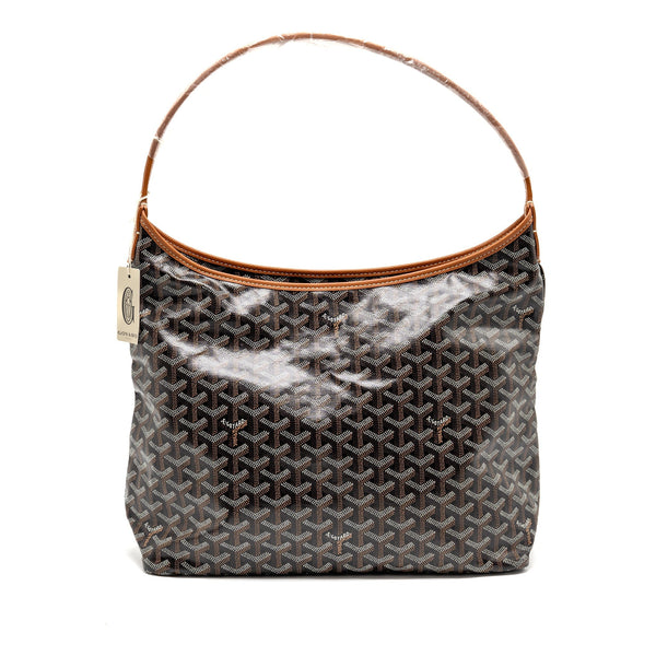 GOYARD BOHEME HOBO BAG GOYARDINE CANVAS/CALFSKIN BROWN SHW