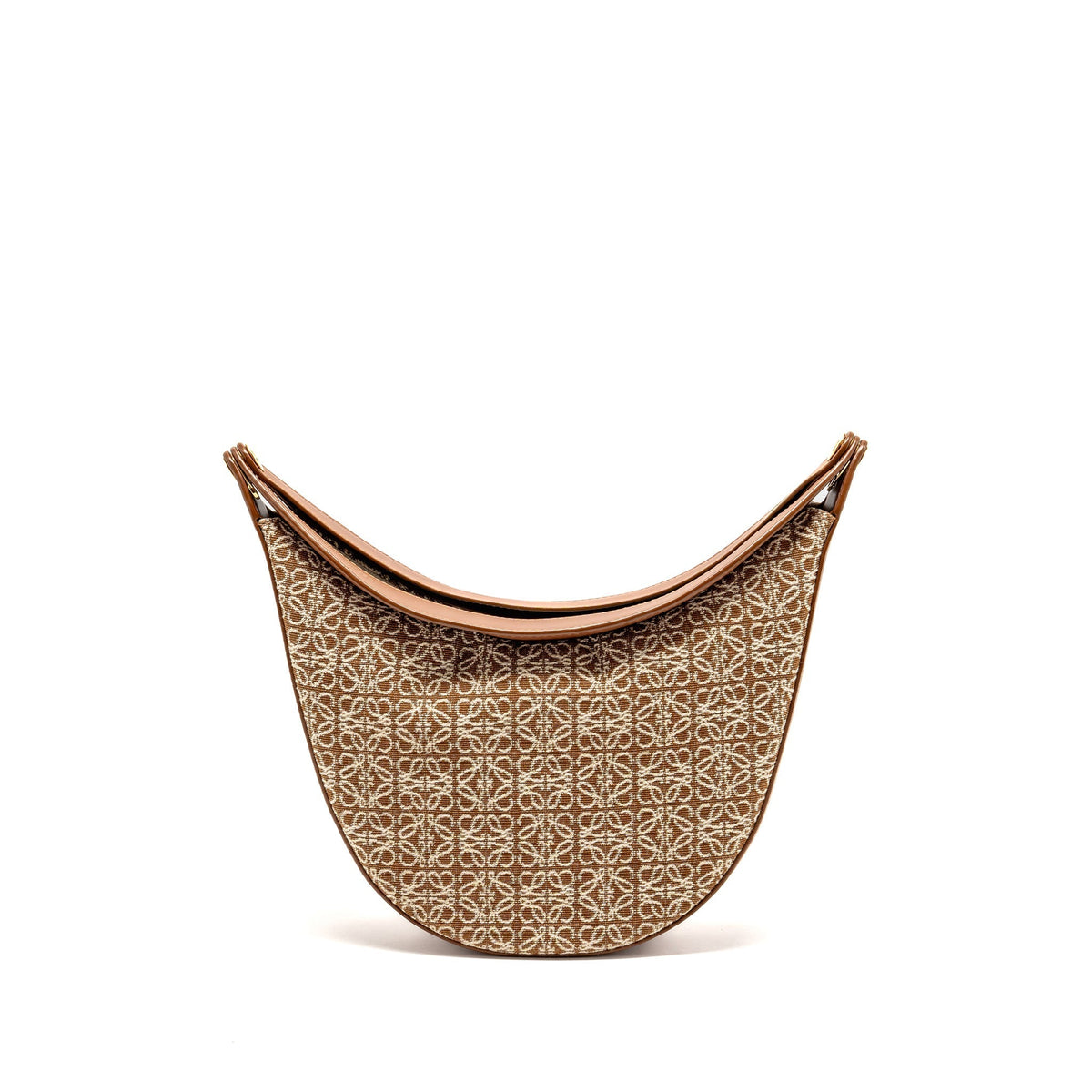 LOEWE MEDIUM LUNA BAG ANAGRAM JACQUARD CANVAS/CALFSKIN TAN/PECAN GHW