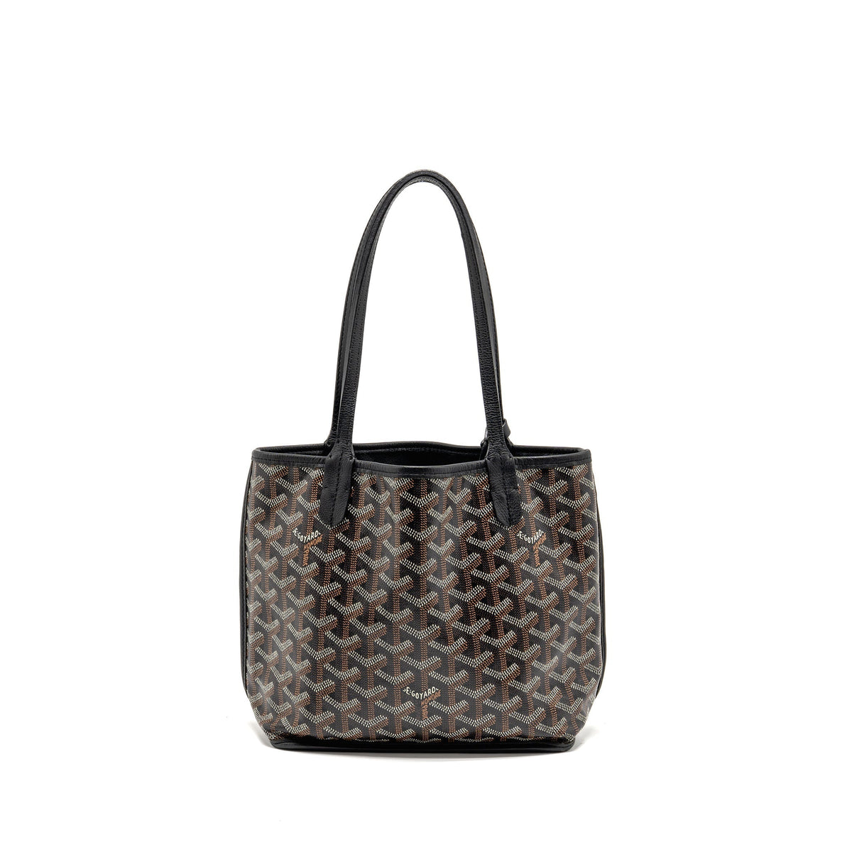 GOYARD MINI ANJOU TOTE GOYARDINE CANVAS/ CALFSKIN BLACK SHW
