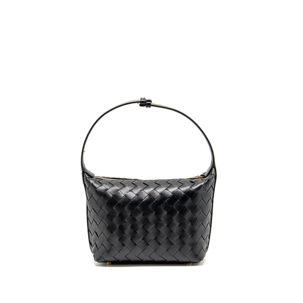 BOTTEGA VENETA MINI WALLACE SHOULDER BAG CALFSKIN BLACK GHW