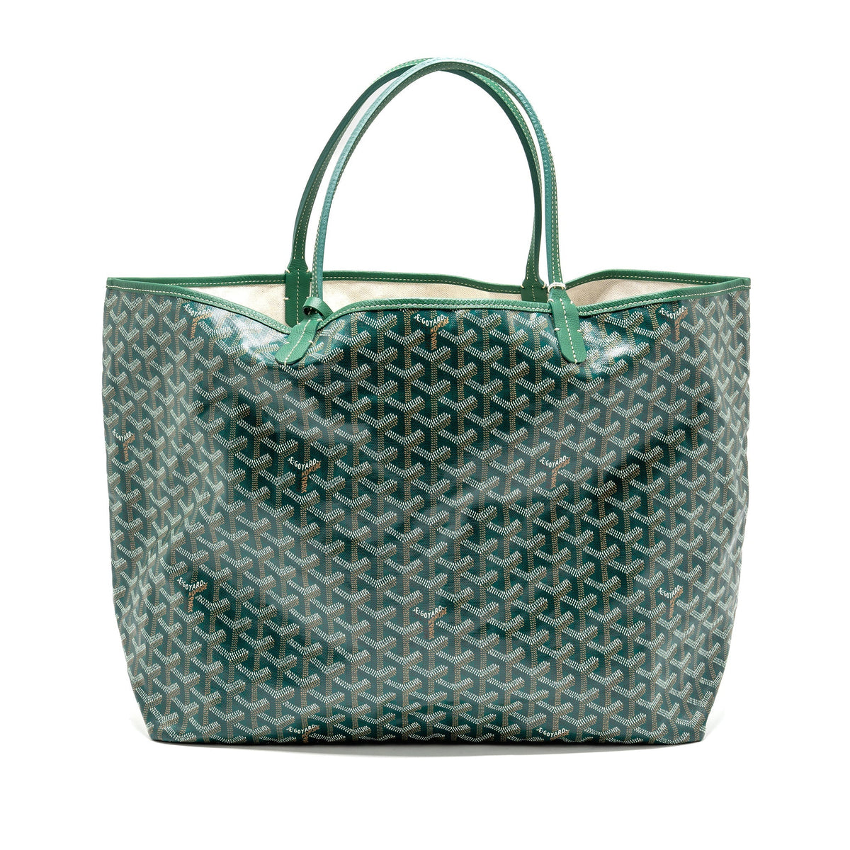 GOYARD SAINT LOUIS GM TOTE GOYARDINE CANVAS/CALFSKIN GREEN SHW