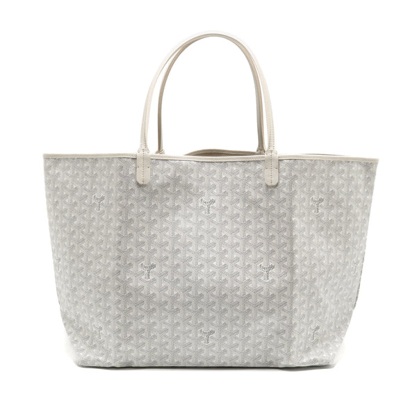 GOYARD SAINT LOUIS TOTE GM BAG GOYARDINE CANVAS/CALFSKIN LEATHER WHITE SHW
