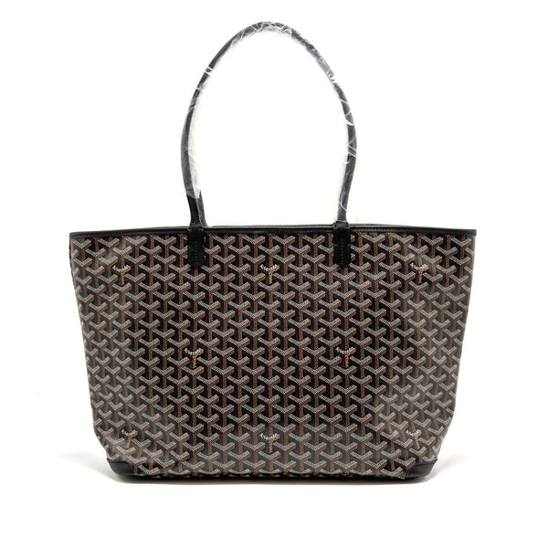 GOYARD ARTOIS MM HANDBAG GOYARDINE CANVAS/CALFSKIN BLACK SHW