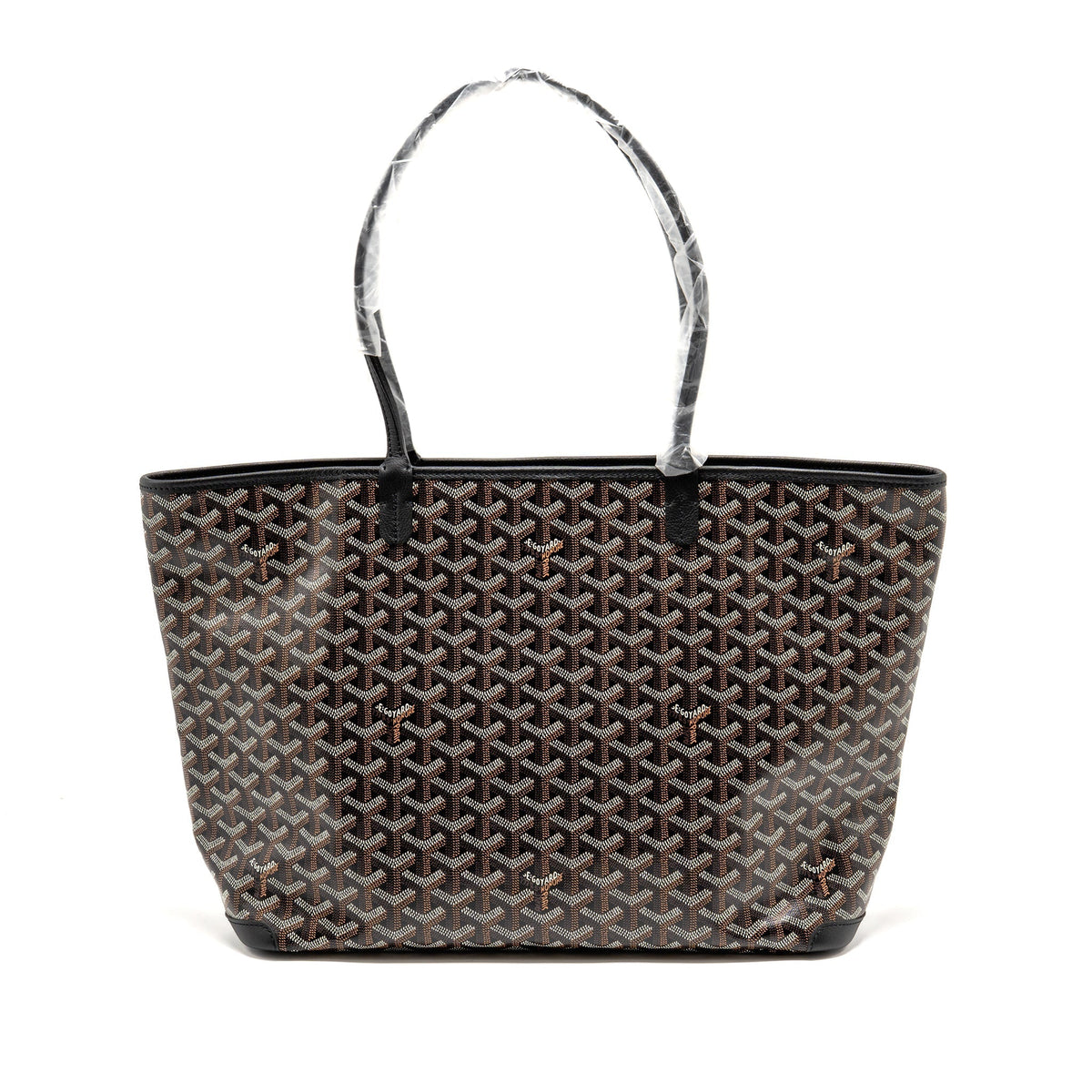 GOYARD ARTOIS MM HANDBAG GOYARDINE CANVAS/CALFSKIN BLACK SHW