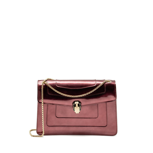BVLGARI SERPENTI FOREVER BAG PATENT CALFSKIN DARK PINK LGHW