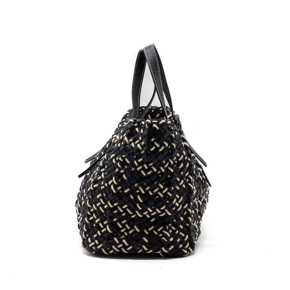 BOTTEGA VENETA TOTE BAG LEATHER DARK BLUE MULTICOLOUR BLACK HARDWARE