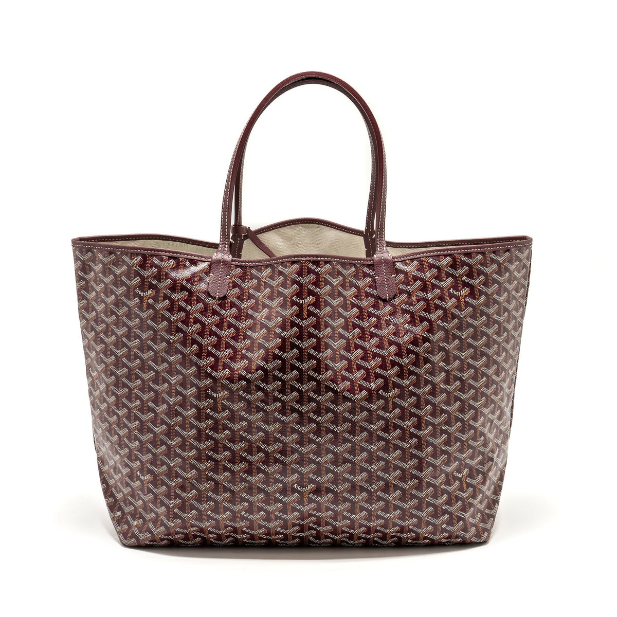 GOYARD SAINT LOUIS GM TOTE BAG GOYARDINE CANVAS/CALFSKIN BURGUNDY SHW