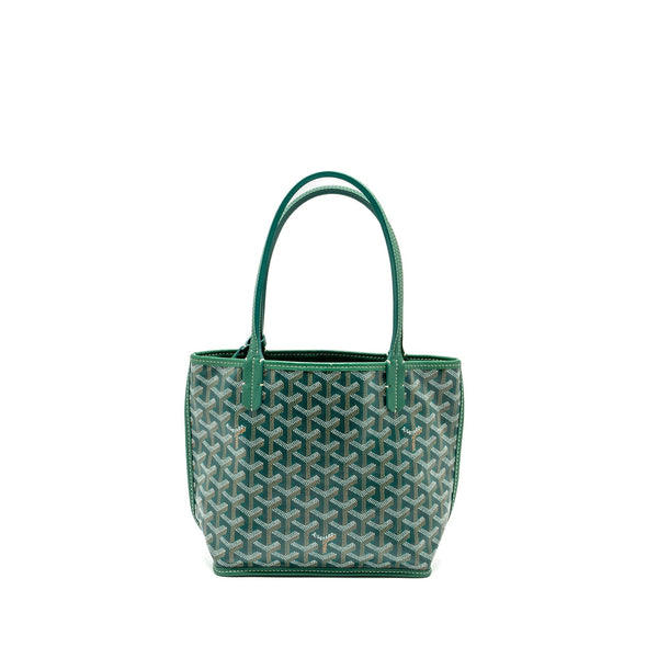 GOYARD MINI ANJOU TOTE BAG GOYARDLINE CANVAS/LEATHER GREEN SHW