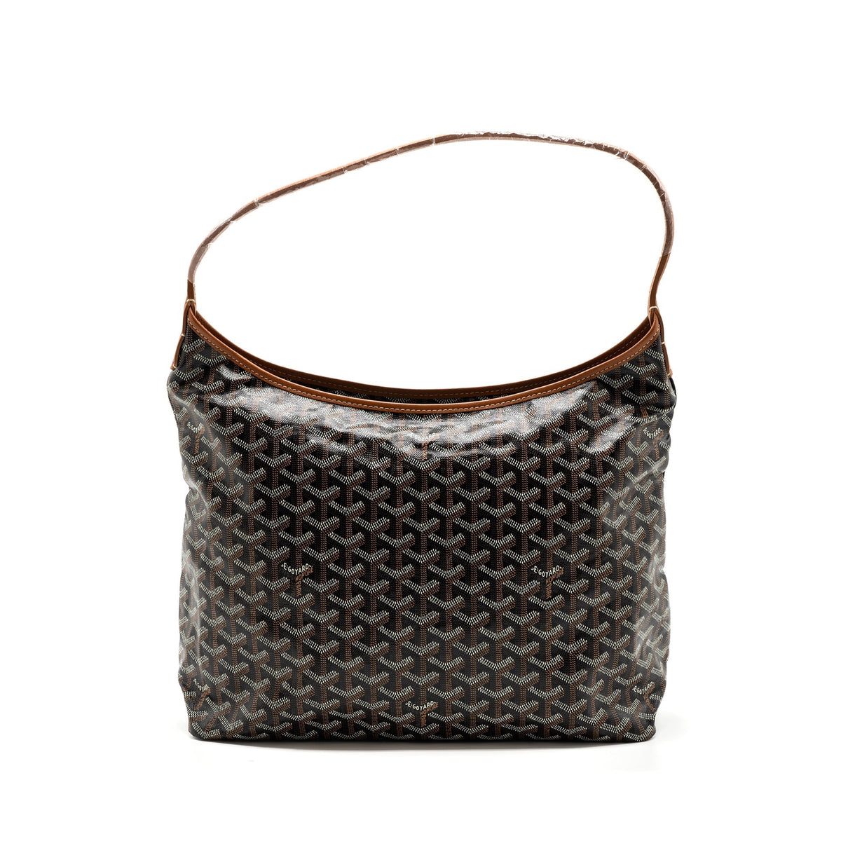 GOYARD BOHEME HOBO BAG CANVAS/ CALFSKIN BLACK/ TAN SHW WITH NECESSAIRE BAG ECRU