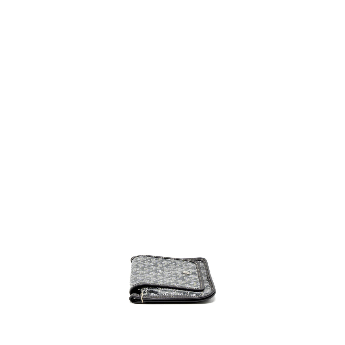 GOYARD PLUMET POCKET WALLET GOYARDINE CANVAS/CHEVROCHES CALFSKIN GREY SHW