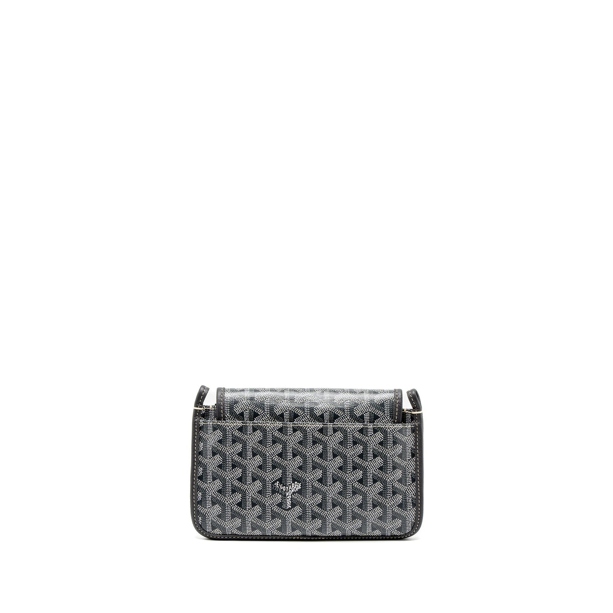 GOYARD PLUMET POCKET WALLET GOYARDINE CANVAS/CHEVROCHES CALFSKIN GREY SHW